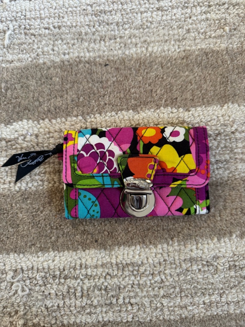 Vera Bradley Bright Floral Quilted Wallet in Purple, Pink, Green, Yellow